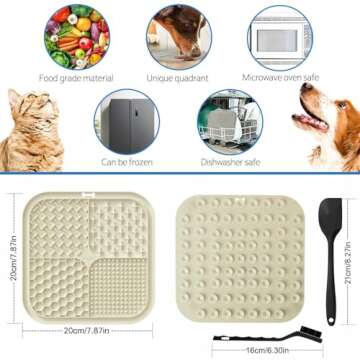 2 PCS Licking Mat for Dogs & Cats with Suction Cups, Dog Slow Feeder Lick Pat for Anxiety Relief, Dog Toys Feeding Mat for Butter Yogurt Peanut, Pets Bathing Grooming Training Mat (7.9''*7.9'')