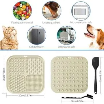 2 PCS Licking Mat for Dogs & Cats with Suction Cups, Dog Slow Feeder Lick Pat for Anxiety Relief, Dog Toys Feeding Mat for Butter Yogurt Peanut, Pets Bathing Grooming Training Mat (7.9''*7.9'')