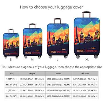 TRAVEL KIN Thickened Luggage Cover ，Washable Travel Gear Cover，18/24/28/32 Inch Suitcase Spandex...