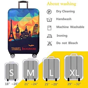 TRAVEL KIN Thickened Luggage Cover ，Washable Travel Gear Cover，18/24/28/32 Inch Suitcase Spandex Protective Cover (XL(29"-32" luggage), European Attractions)