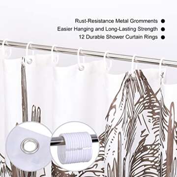 Western Cowboy Shower Curtain, Cactus Shower Curtain, Farmhouse Country Shower Curtain for Bathroom American West Cowboy Riding Horse in Desert, Waterproof Fabric with 12PCS Hooks, 72" W X 72" L