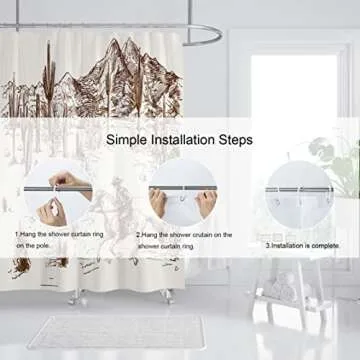 Western Cowboy Shower Curtain, Cactus Shower Curtain, Farmhouse Country Shower Curtain for Bathroom American West Cowboy Riding Horse in Desert, Waterproof Fabric with 12PCS Hooks, 72" W X 72" L