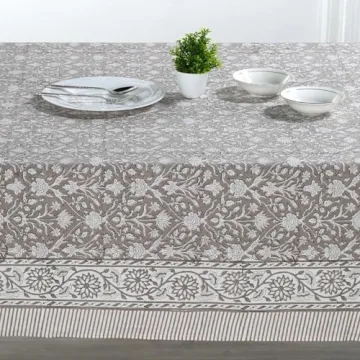 Ridhi Taupe 60x60 Square Cotton Tablecloth for Any Occasion
