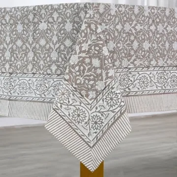 Ridhi Taupe 60x60 Square Cotton Tablecloth for Any Occasion