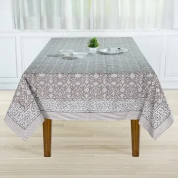 Ridhi Taupe 60x60 Square Cotton Tablecloth for Any Occasion