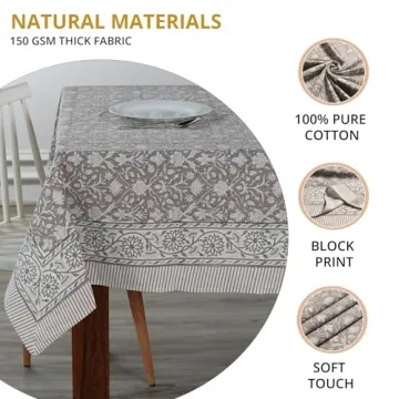 Ridhi Taupe 60x60 Square Cotton Tablecloth for Any Occasion