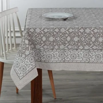 Ridhi Taupe 60x60 Square Cotton Tablecloth for Any Occasion