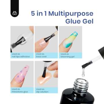 Beetles Gel Nail Kit Almond Nail Tips Easy Nail Extension Set 5 In 1 Nail Glue Gel with Pre shaped Medium Almond Nail Tips & UV Nail Lamp Acrylic Nail Clipper DIY Art Valentines Day Gifts for Her