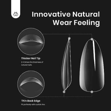 Beetles Gel Nail Kit Almond Nail Tips Easy Nail Extension Set 5 In 1 Nail Glue Gel with Pre shaped Medium Almond Nail Tips & UV Nail Lamp Acrylic Nail Clipper DIY Art Valentines Day Gifts for Her