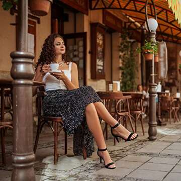 IDIFU Women's Black Heels Size 6 Kitten Heels Stiletto Heels for Women Dressy Open Toe Heels Ankle S...