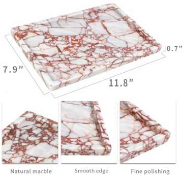 FutureStone 100% Natural Marble Serving Tray Luxury Marble Storage Tray for Home Decor Stone Tray fo...