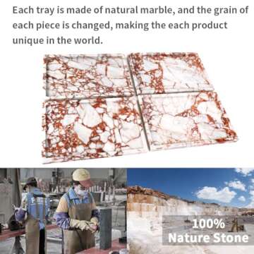 FutureStone 100% Natural Marble Serving Tray Luxury Marble Storage Tray for Home Decor Stone Tray for Bathroom/Kitchen/Vanity/Dresser,Plate Holder for Tissues, Candles, Towel
