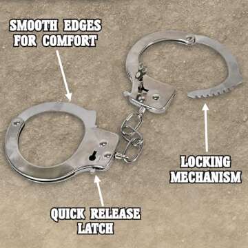 Deluxe Toy Cuffs with Key, Handcuffs Role Play Toys, Cowboy Sheriff Police Costume for Kids, Two Keys with Safety Release