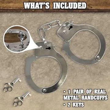 Deluxe Toy Cuffs with Key, Handcuffs Role Play Toys, Cowboy Sheriff Police Costume for Kids, Two Keys with Safety Release