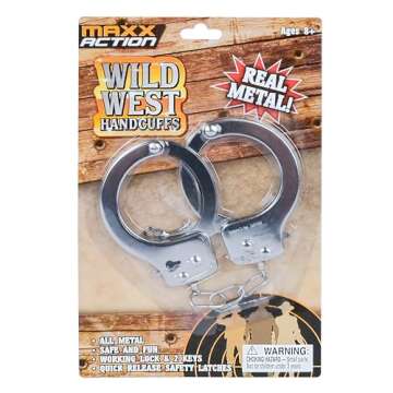 Deluxe Toy Cuffs with Key, Handcuffs Role Play Toys, Cowboy Sheriff Police Costume for Kids, Two Keys with Safety Release