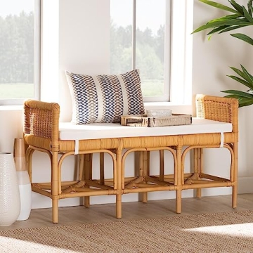 Bali & Pari Nairi Natural Rattan Accent Bench for Stylish Homes