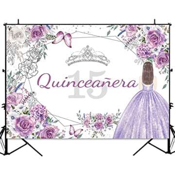 Sensfun Quinceanera 15th Birthday Backdrop for Princess Girl Mis Quince Anos Sweet 15 Birthday Decor...