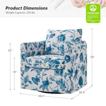 HULALA HOME Swivel Accent Chair – Floral Upholstered Barrel Chair for Living Room