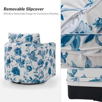 HULALA HOME Floral 360-degree Swivel Accent Chair