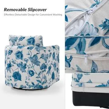 HULALA HOME Floral 360-degree Swivel Accent Chair