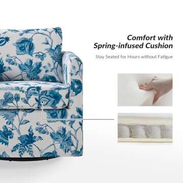 HULALA HOME Floral 360-degree Swivel Accent Chair