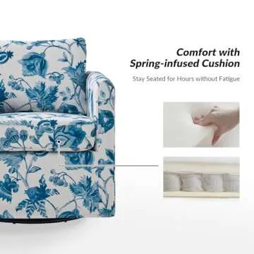 HULALA HOME Floral 360-degree Swivel Accent Chair