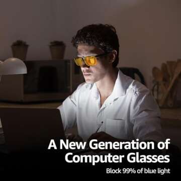 TJUTR Clip On Blue Light Blocking Glasses, Computer TV Gaming Glasses for Women Men, Improve Sleep & Reduce Eyestrain