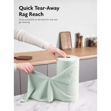Fantasticlean Microfiber Cleaning Cloth Roll -75 Pack, Tear Away Microfiber Towels, 12" x 12", Reusa...