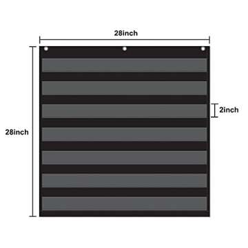 Godery Black Standard Pocket Chart for Classroom or Homeschool Teaching Supplies 7 Pocket Chart (Black)