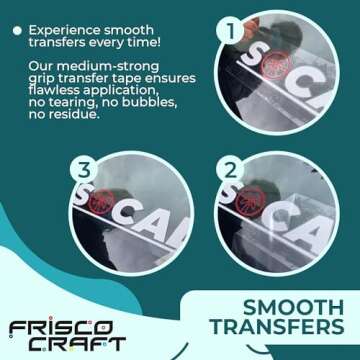 Frisco Craft C-370 Clear Transfer Tape for Vinyl 12" x 50 Feet Clear Lay Flat | Application Tape Perfect for Self Adhesive Vinyl for Signs Stickers Decals - Compatible with Cricut Vinyl Cutters