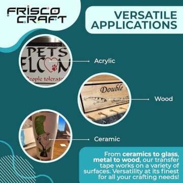 Frisco Craft C-370 Clear Transfer Tape for Vinyl 12" x 50 Feet Clear Lay Flat | Application Tape Perfect for Self Adhesive Vinyl for Signs Stickers Decals - Compatible with Cricut Vinyl Cutters