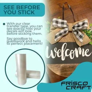 Frisco Craft C-370 Clear Transfer Tape for Vinyl 12" x 50 Feet Clear Lay Flat | Application Tape Perfect for Self Adhesive Vinyl for Signs Stickers Decals - Compatible with Cricut Vinyl Cutters