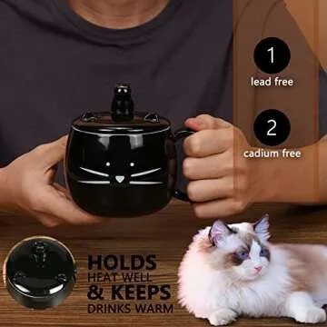 Cute Cat Coffee Mug with Cell Phone Holder | Koolkatkoo