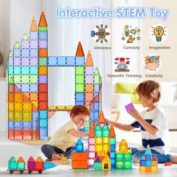 DMOIU 42PCS Magnetic Tiles,Magnetic Building Blocks for Kids Age 3 4 5 6 7 8,Toddler Montessori STEM Sensory Magnet Toys