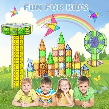 DMOIU 42PCS Magnetic Tiles,Magnetic Building Blocks for Kids Age 3 4 5 6 7 8,Toddler Montessori STEM Sensory Magnet Toys