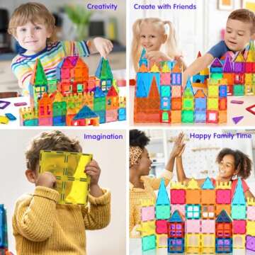 DMOIU 42PCS Magnetic Tiles,Magnetic Building Blocks for Kids Age 3 4 5 6 7 8,Toddler Montessori STEM Sensory Magnet Toys