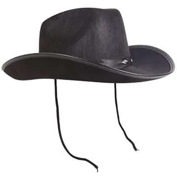 Kangaroo Black Cowboy Hat for Men & Women - Western Accessory Felt Hats with Pull-On Closure for Costume Parties, Black Cowgirl Hat for Country Fashion