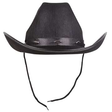 Kangaroo Black Cowboy Hat for Men & Women - Western Accessory Felt Hats with Pull-On Closure for Costume Parties, Black Cowgirl Hat for Country Fashion