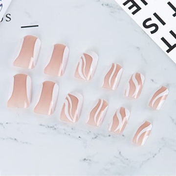 Luvehandicraft 24 Pcs Press on Nails Short and Glossy