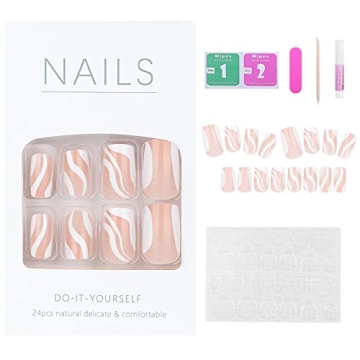 Luvehandicraft 24 Pcs Press on Nails Short and Glossy
