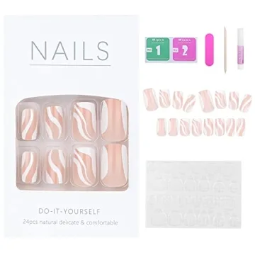 Luvehandicraft 24 Pcs Press on Nails Short and Glossy
