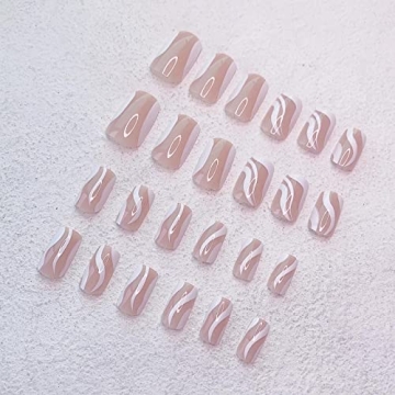 Luvehandicraft 24 Pcs Press on Nails Short and Glossy