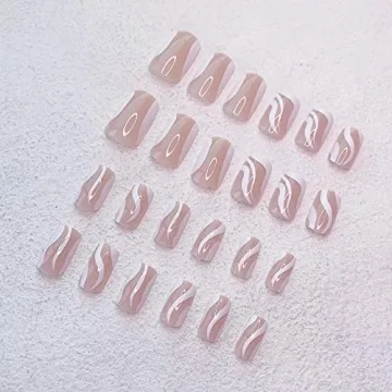 Luvehandicraft 24 Pcs Press on Nails Short and Glossy