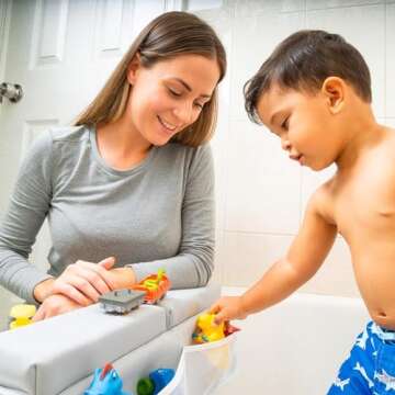 BATALEE Baby Bath Kneeler and Elbow Rest Pad Set, Premium for Babies and Expecting Moms, Extra Large Kneeling Pad - Knee Saver and Arm Support with 4 Pockets