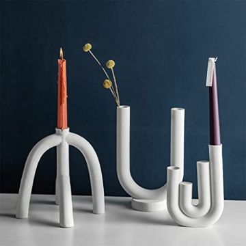 Huhudde Nordic White Ceramic Candlestick for Stylish Decor
