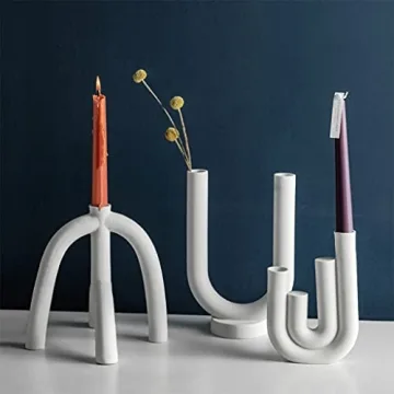 Huhudde Nordic White Ceramic Candlestick for Stylish Decor