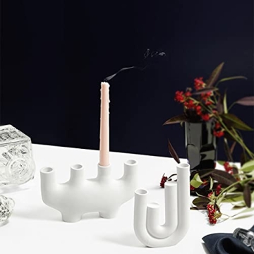 Huhudde Nordic White Ceramic Candlestick for Stylish Decor