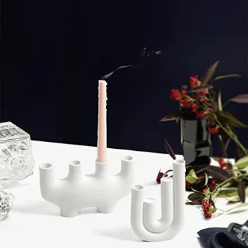 Huhudde Nordic White Ceramic Candlestick for Stylish Decor