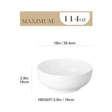 MALACASA Serving Bowls, 114 OZ(10") Extra Large Salad Bowls Set of 2, Porcelain White Serving Bowls ...