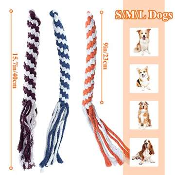 ASOCEA 3 Pack Dog Rope Toys Chewing Stick Interactive Tug Squeaky Toy Pet Dog Flirt Pole Replacement...